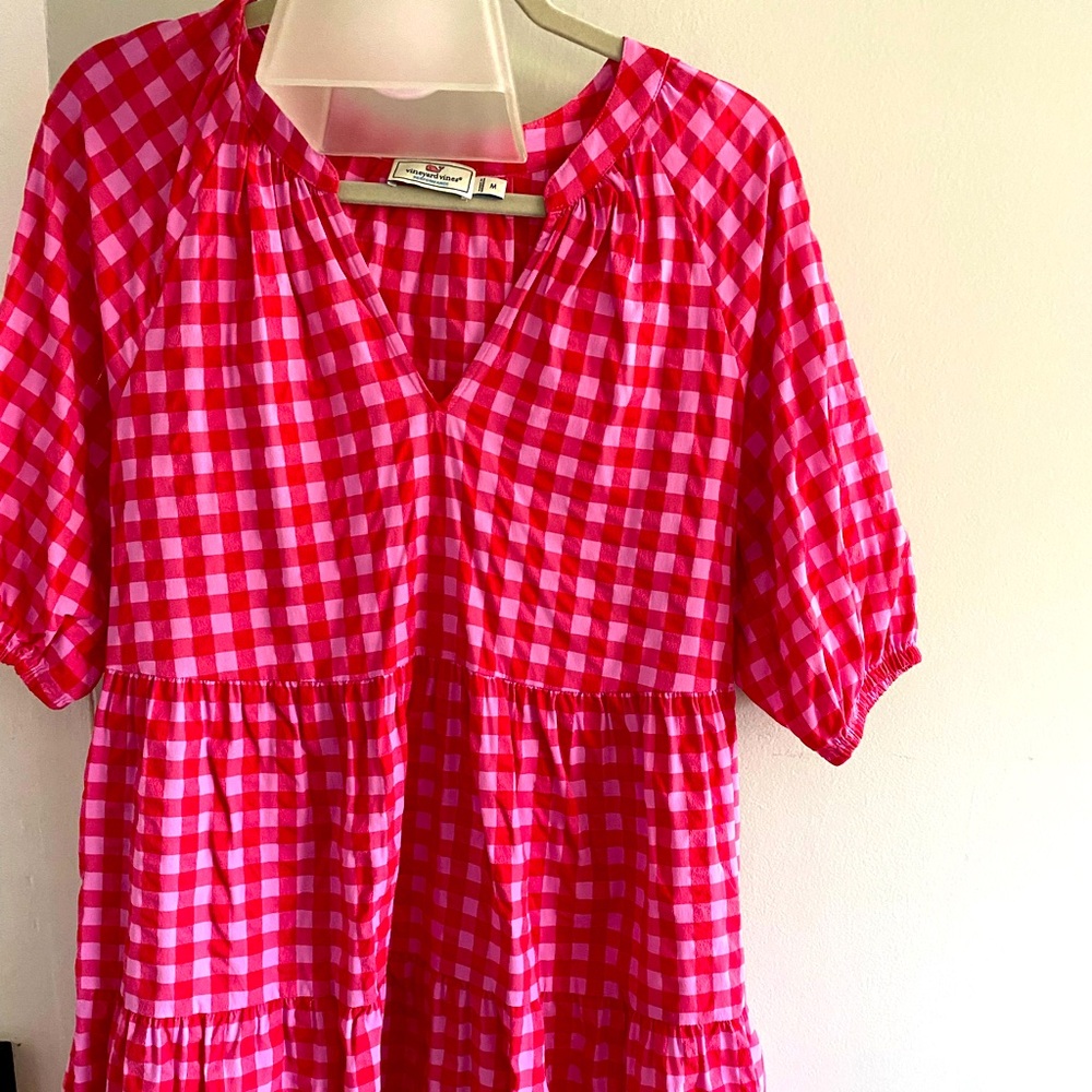 Vineyard Vines Red and Pink gingham dress